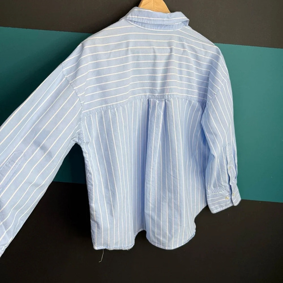 Zara Light Blue and White Striped Shirt 100% Cotton - Picture 6 of 9